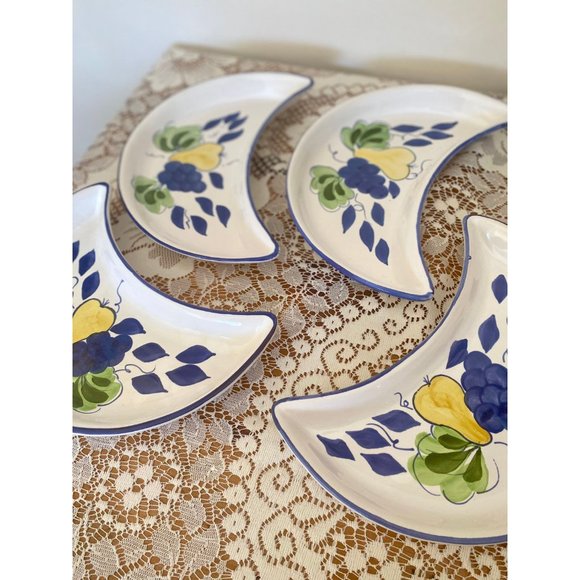 1992 Vintage Set of 4 Moon Shaped Serving Plates - Picture 6 of 6
